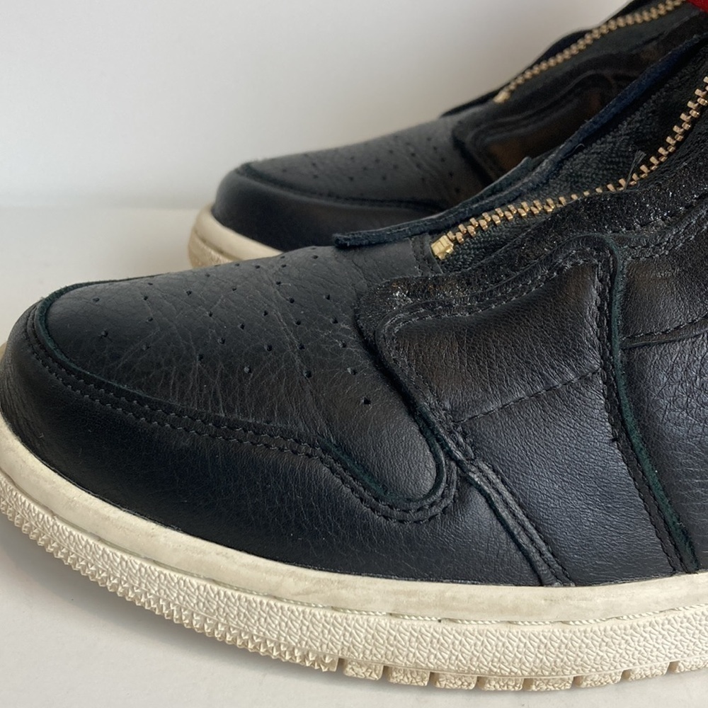 Air Jordan 1 Retro High Zip Black Sail Leather Gold Women’s 7.5 Punk Streetwear - Picture 4 of 16